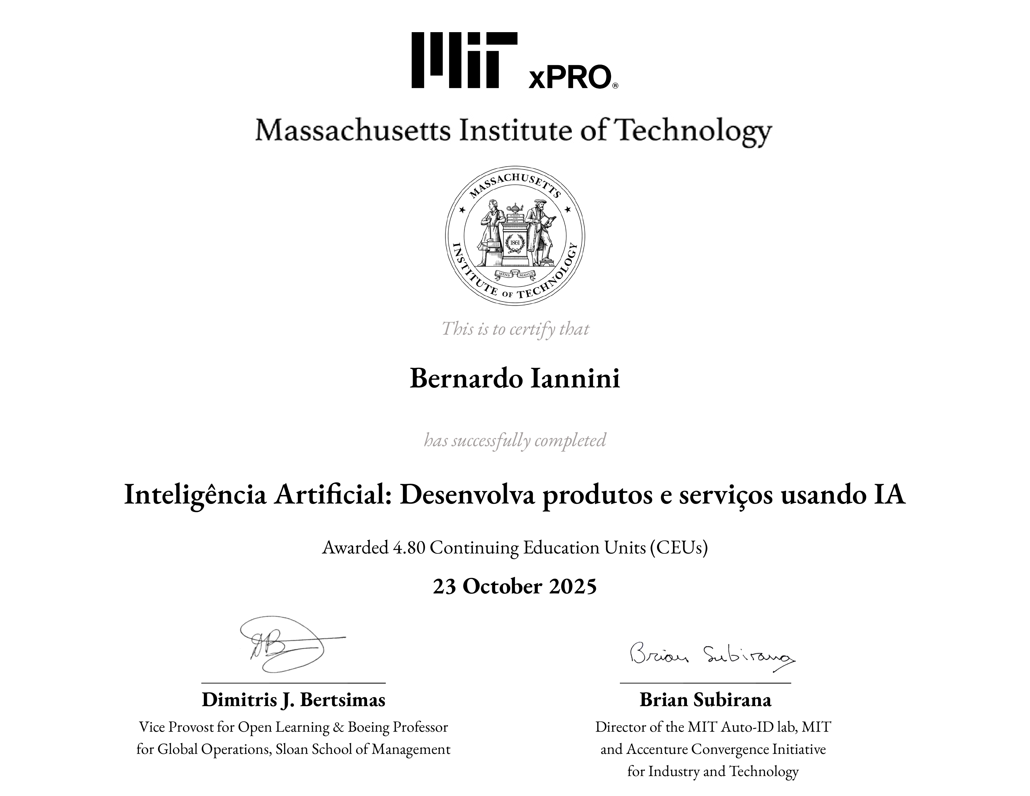 MIT Certificate